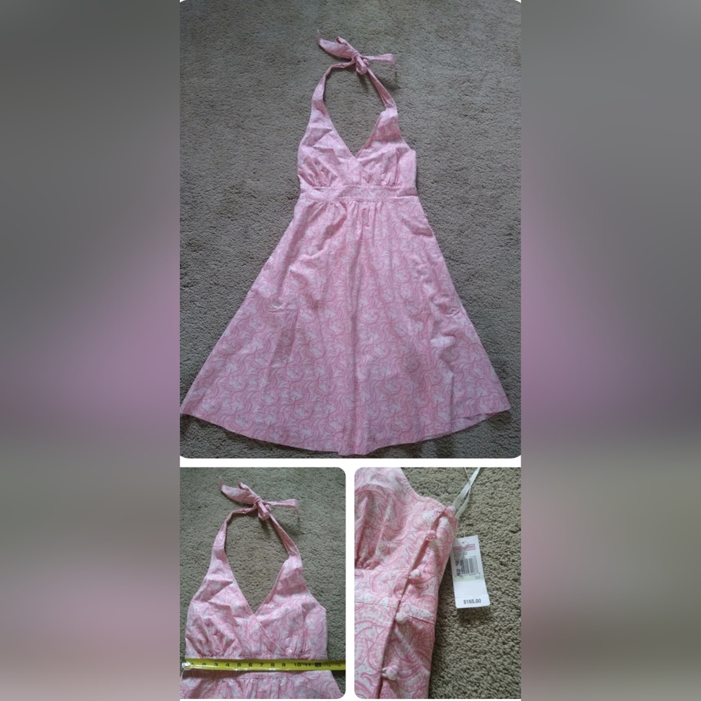 Vineyard Vines Halter Paisley Dress Pink White NWT 2 4